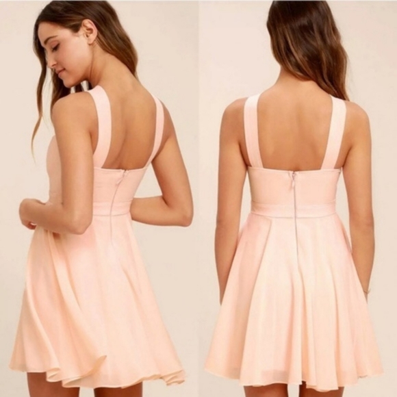 Lulus Forevermore Soft Pink Skater Dress Medium High Neck - Picture 2 of 10